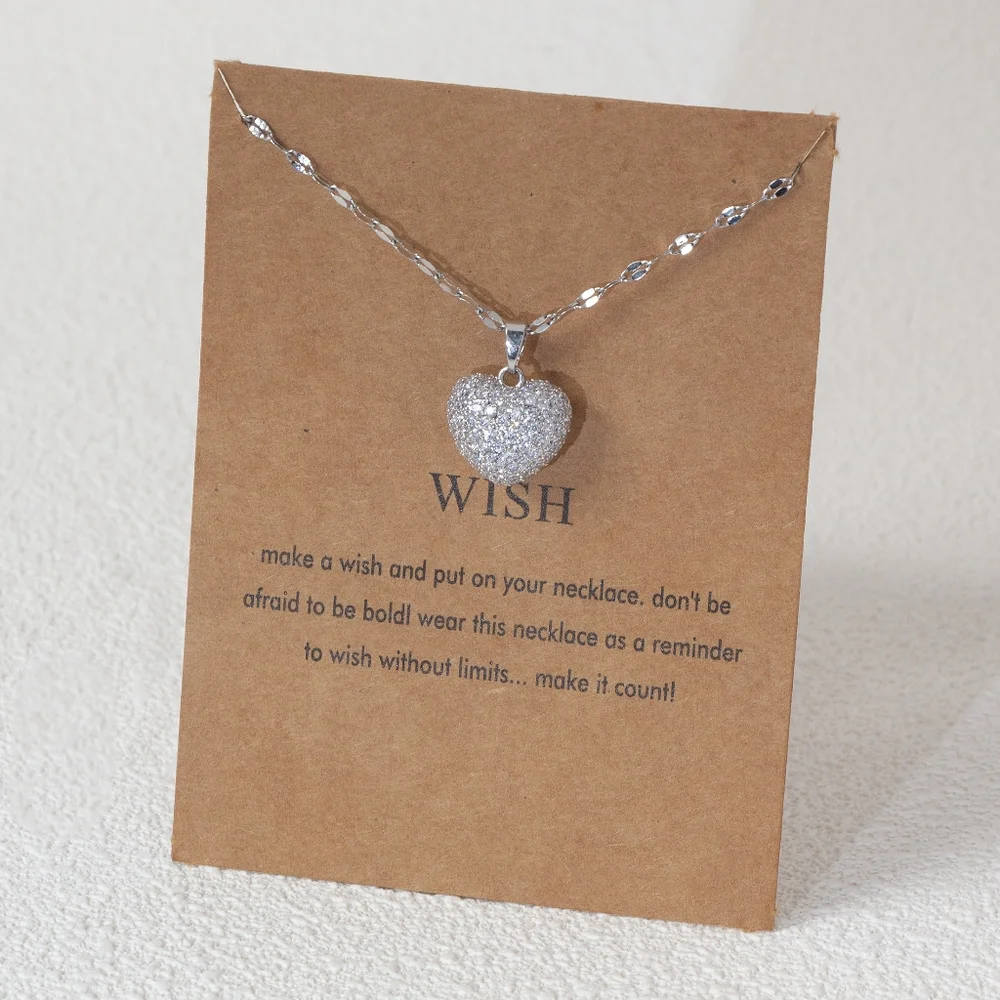 Sliver & Gold heart diamond necklace - Picture 2 of 5